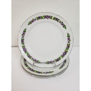 (JL) Mitterteich Bavaria Germany Salad or Dinner Plate Violet Floral 9.5" Lot 3